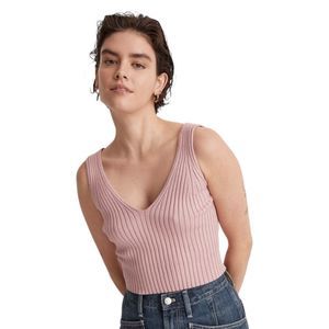 Madewell NWT V-neck Cropped Ribbed Sweater Tank sz S in Powder Pink